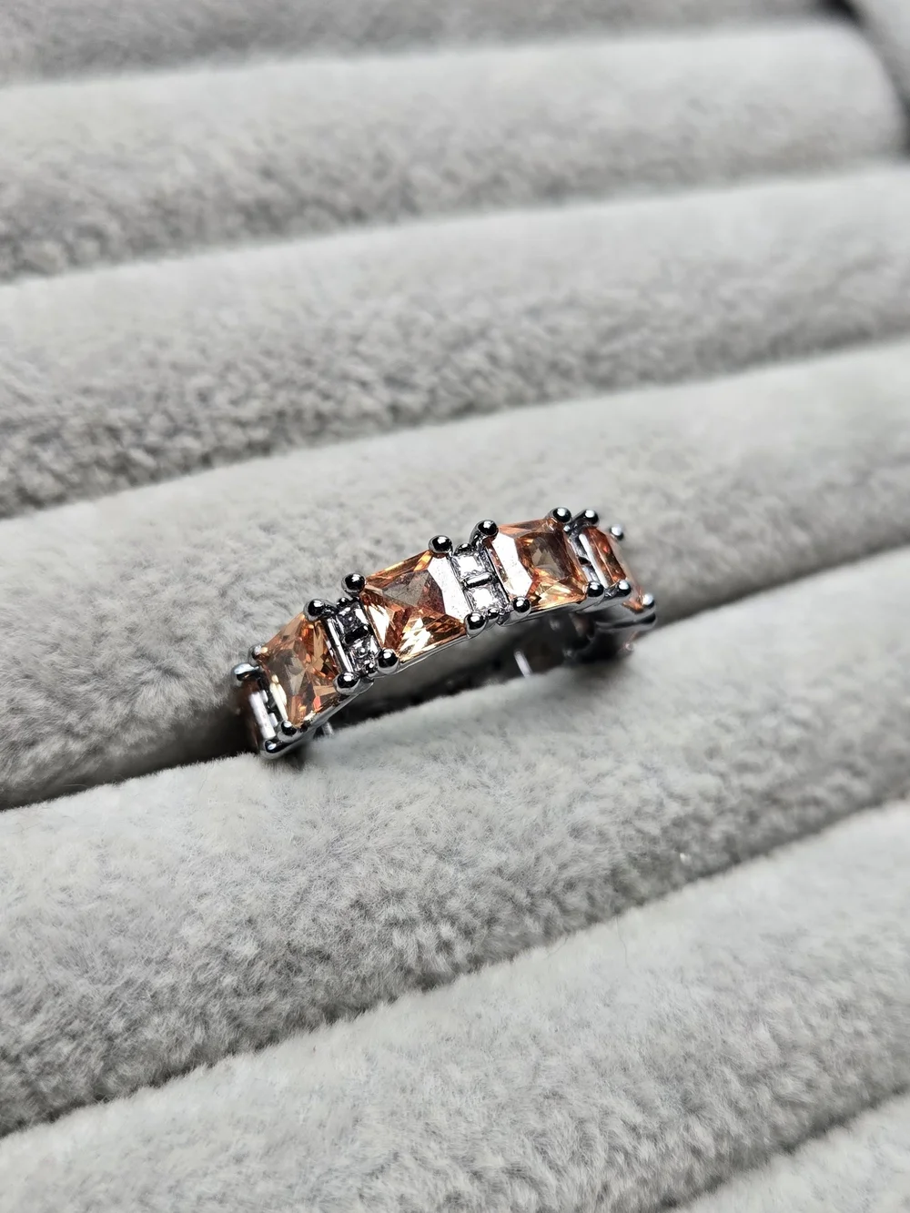 Size 8 Amber Topaz November Hematite Plated Open My Heart Bomb PartyRBP8781 Ring